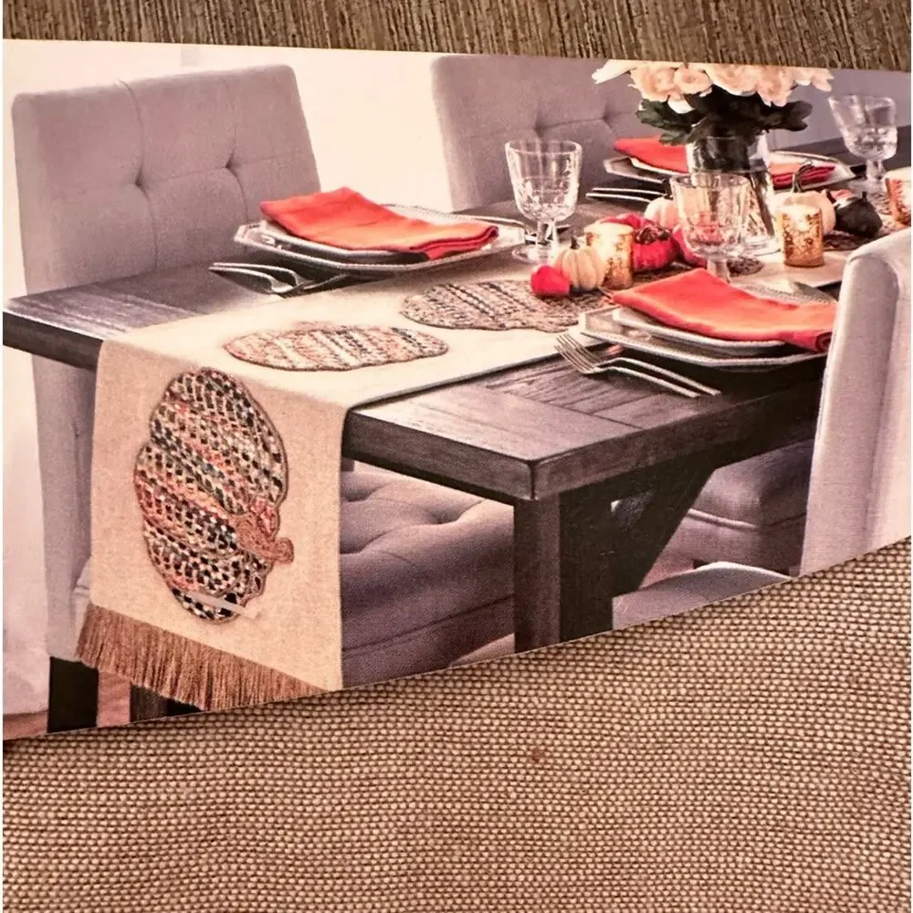 Well Dressed Home NWT 12x72 Pumpkin Table Runner Fall Thanksgiving Farmhouse